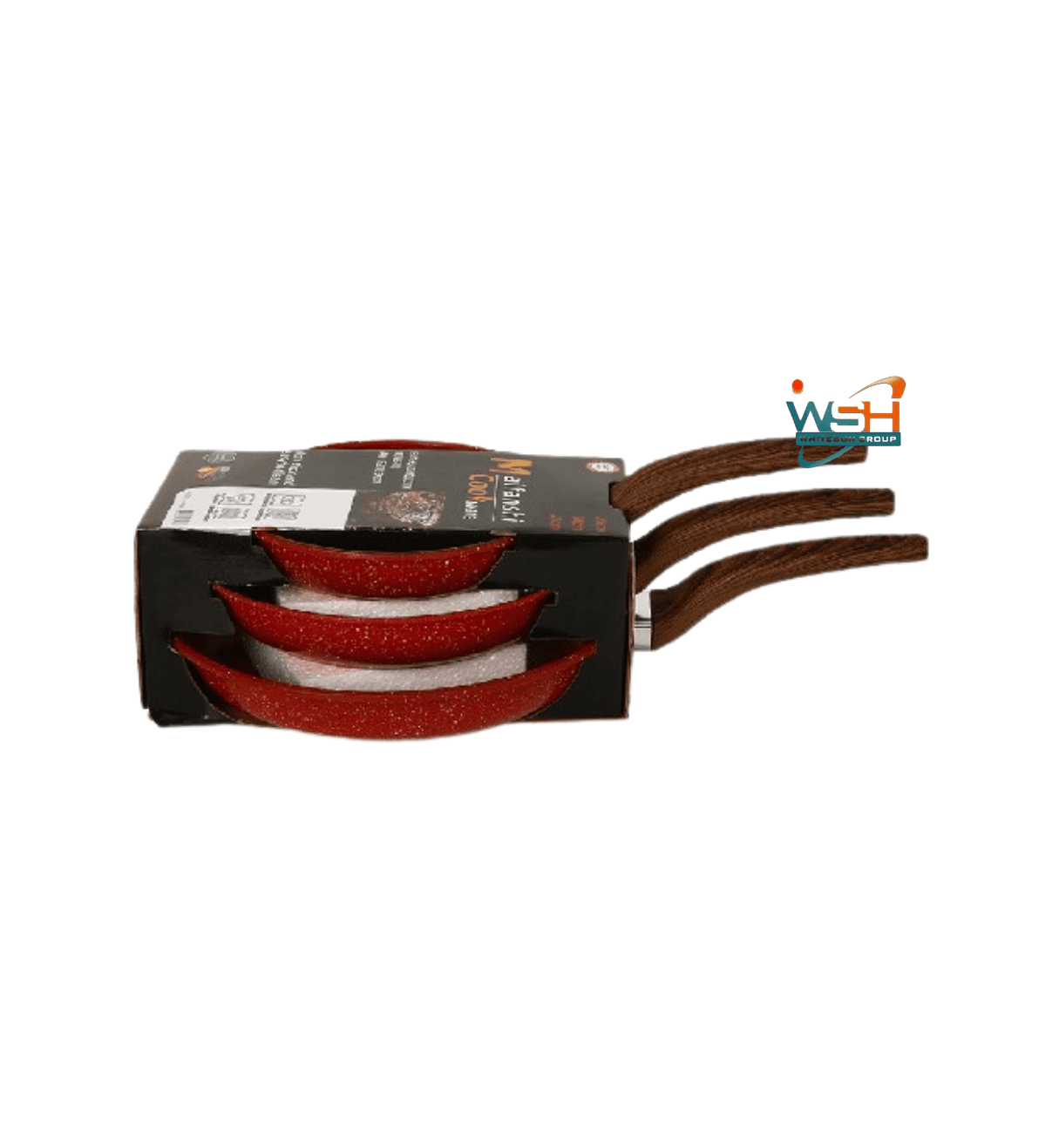 3pcs Fry Pan  22/26/30 Red Double Healthy Safety Induction Aluminum Granite Nonstick Frying Pan Kitchen Cooking Cookware