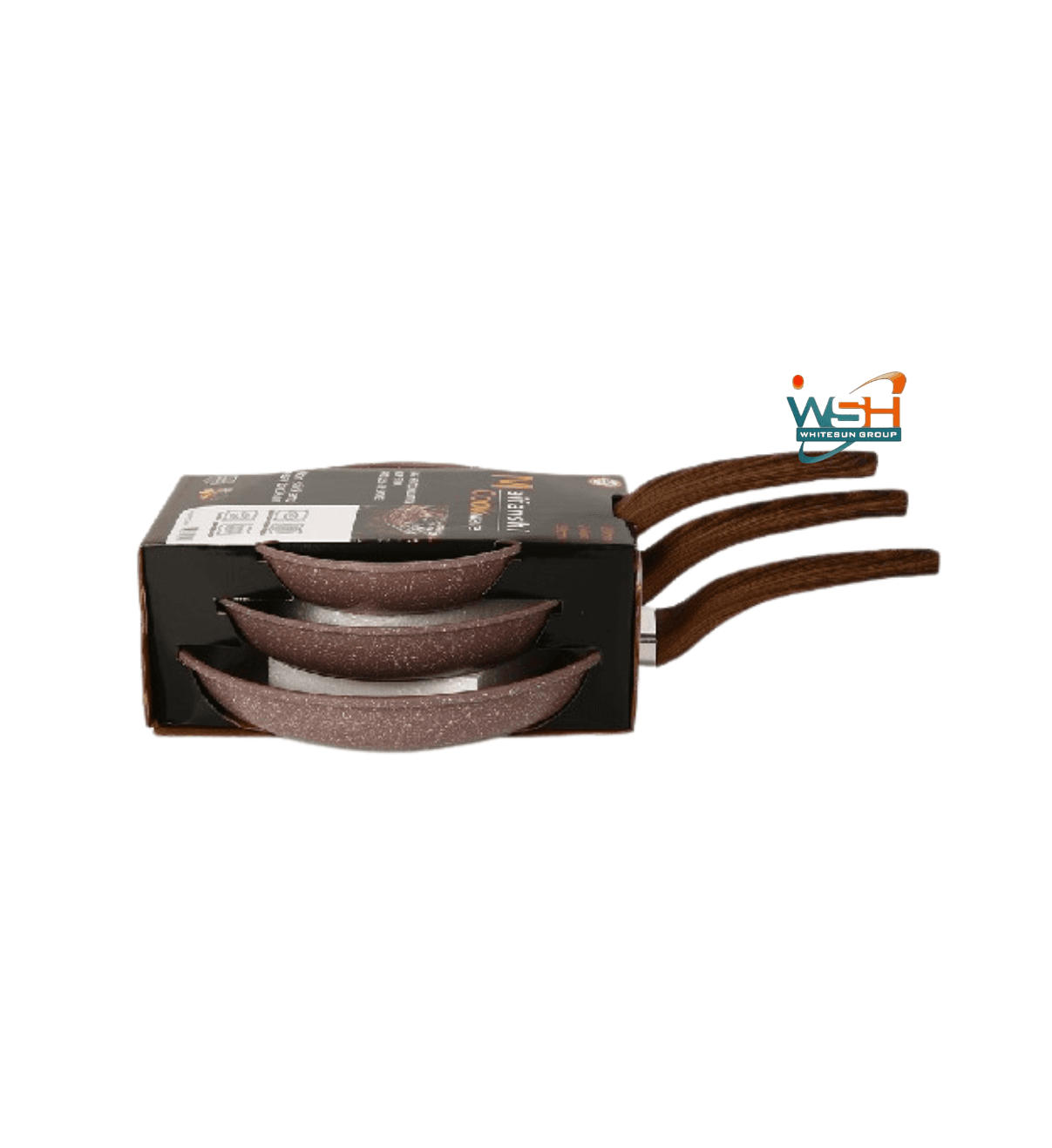 3pcs Fry Pan Brown 22/26/30 Double Healthy Safety Induction Aluminum Granite Nonstick Frying Pan Kitchen Cooking Cookware
