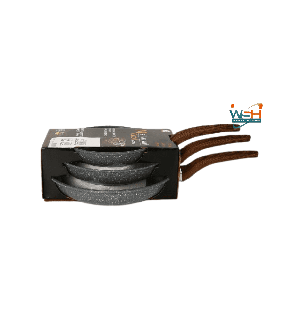 3pcs Fry Pan Grey 22/26/30 cm  Double Healthy Safety Induction Aluminum Granite Nonstick Frying Pan Kitchen Cooking Cookware
