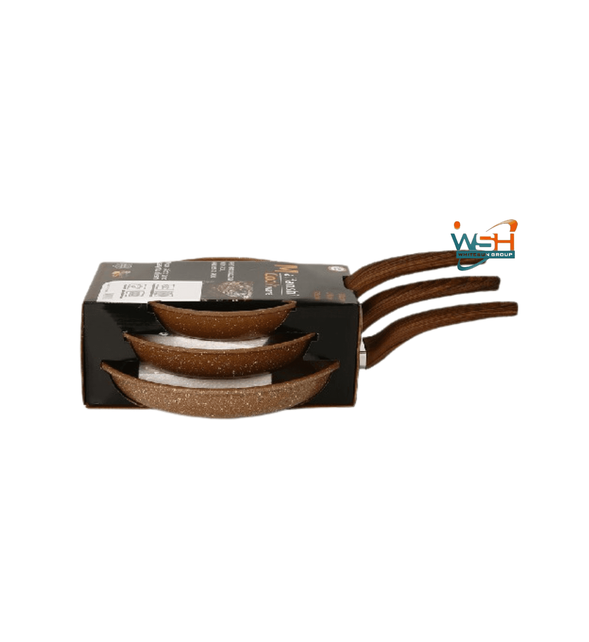 3pcs Fry Pan Light Brown 22/26/30 cm Double Healthy Safety Induction Aluminum Granite Nonstick Frying Pan Kitchen Cooking Cookware