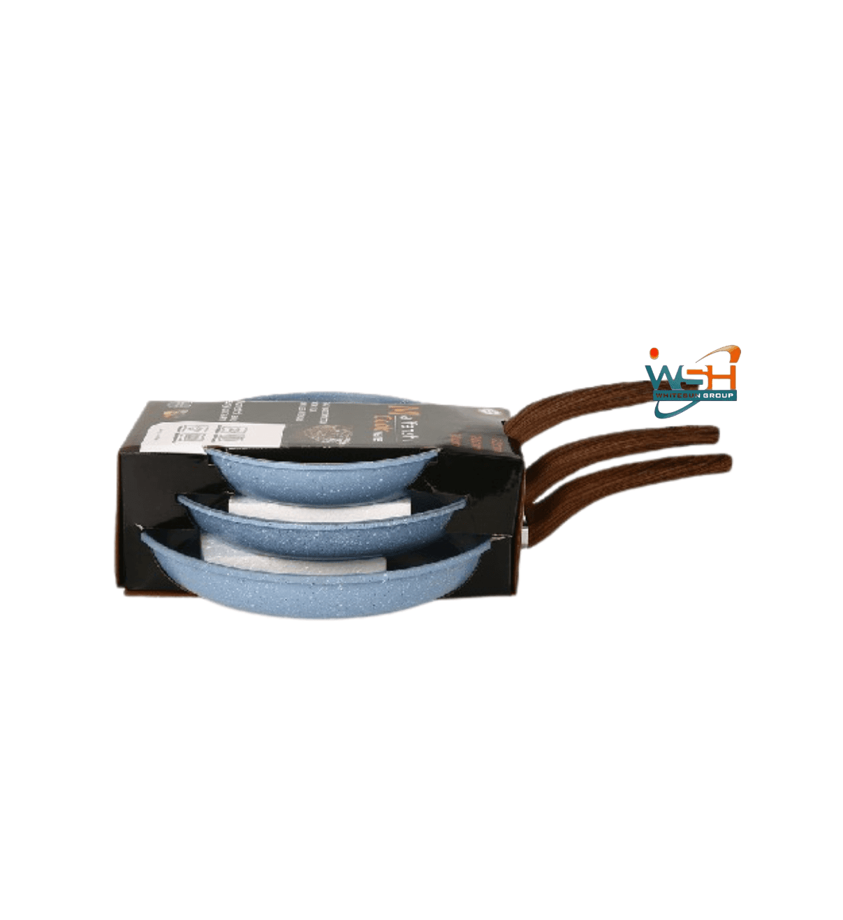 3pcs Fry Pan Double Healthy Safety Induction Aluminum Granite Nonstick Frying Pan Kitchen Cooking Cookware_Grey
