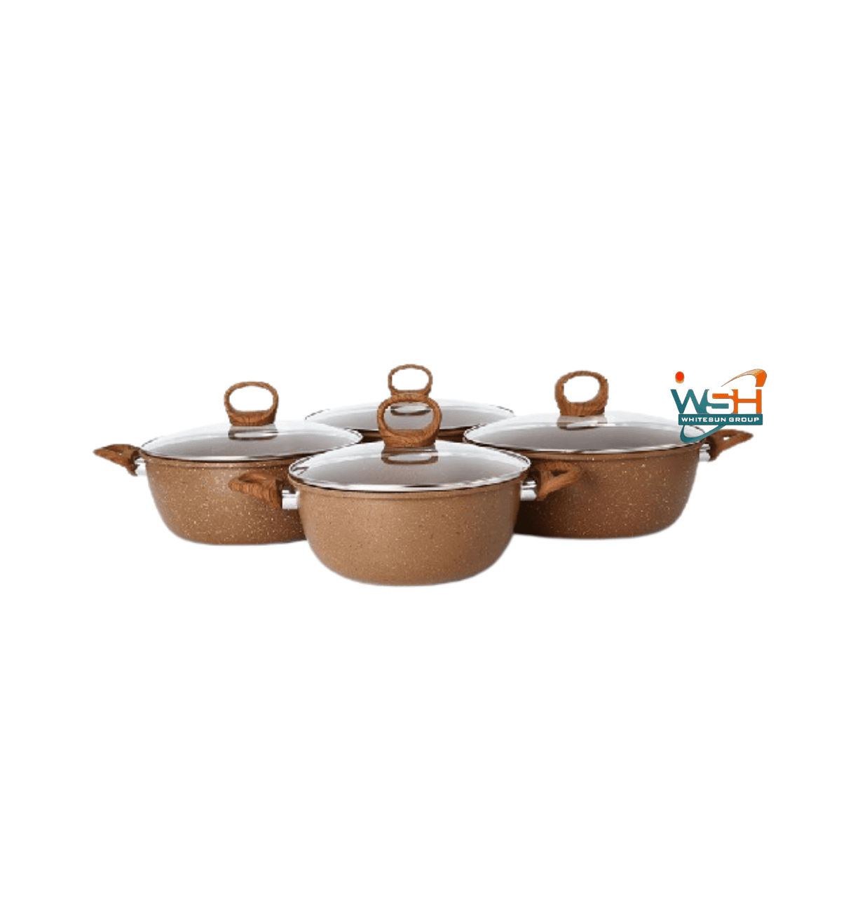 Granite Set with wooden handles - Brown 8 pcs