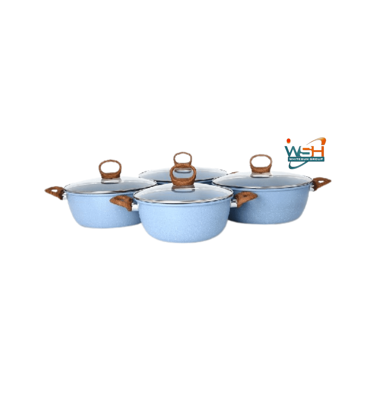 Granite Set with wooden handles - Blue 8 pcs