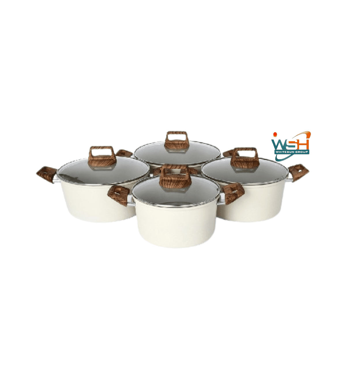 8 pcs Granite cookware set_White