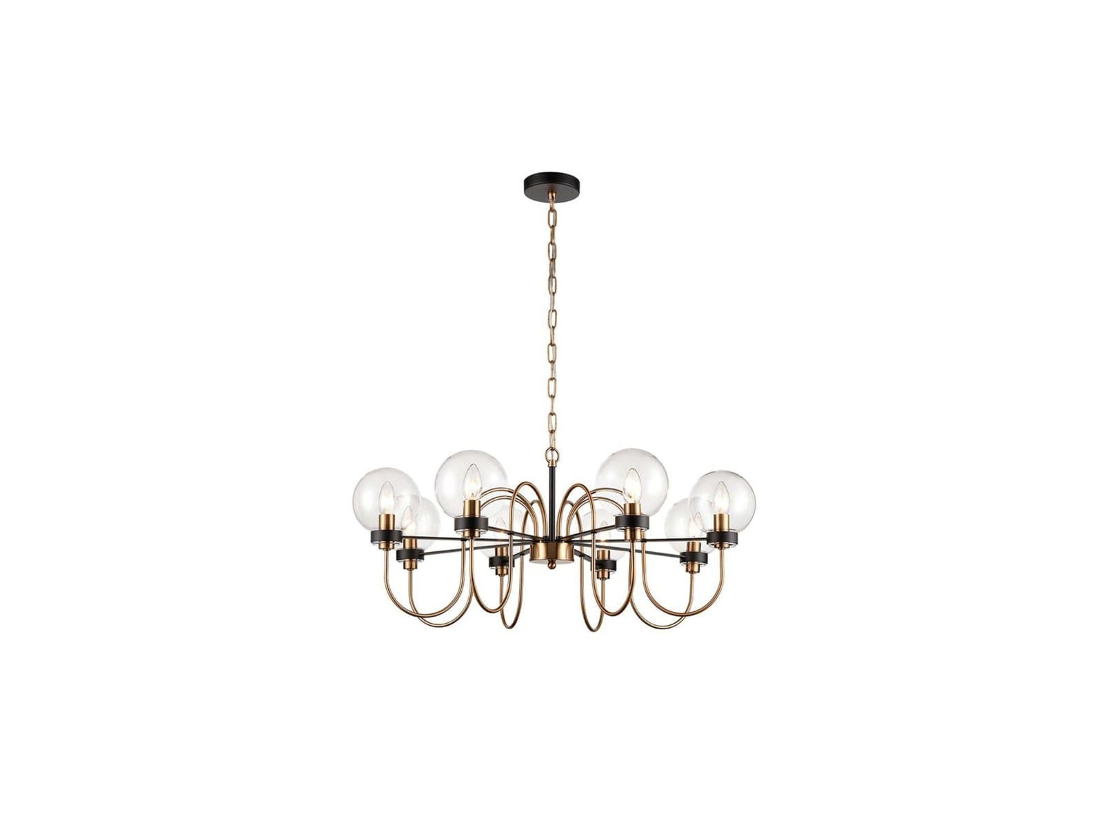 Equinox 8 Light Matt Black & Antique Gold Ceiling Pendant Fitting