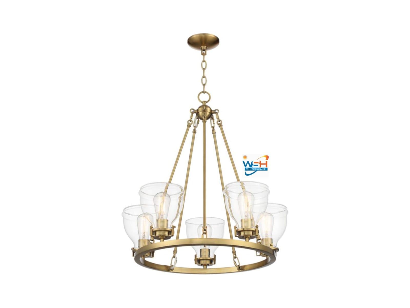 Possini Euro Design Bellis Soft Gold Ring Pendant Chandelier 24 1/2" Wide Mid Century Modern Clear Glass Shade 5-Light Fixture for Dining Room House Foyer Entryway Kitchen Bedroom Living Room
