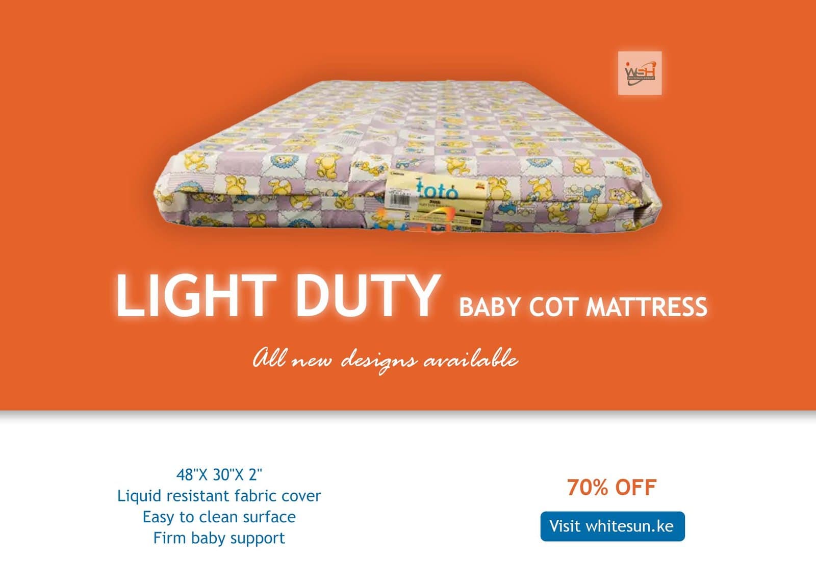 LIGHT DUTY BABY COT  MATT- 60"X 30"X 2"