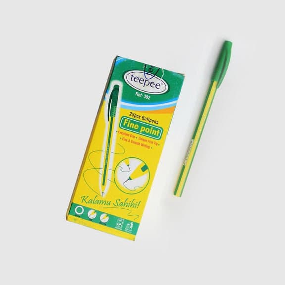 Ball Point Pen Fine Green Teepee 20 pcs