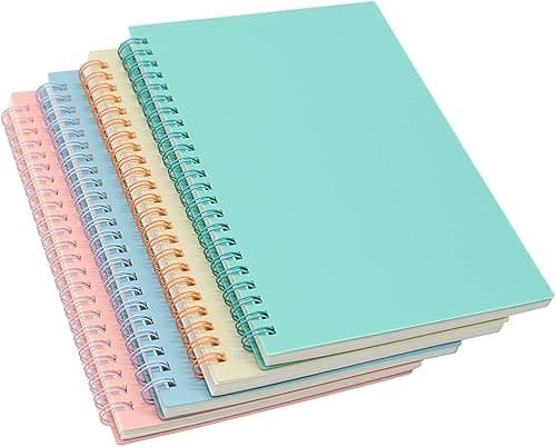 Spiral Notebooks, 4 Pack A5 College Ruled Paper, 8.3x5.9inch Thick Plastic Hardcover Soft Cover Notebooks with Twin-Wire Binding, Portable 80 Sheets Lined Paper for Office Study and Notes, 4Color Thumbnail 3