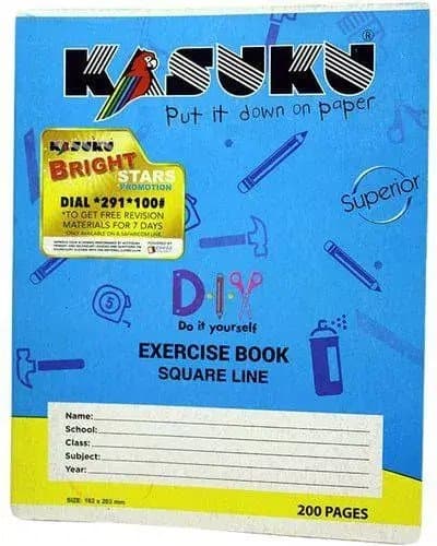 Exercise Book A5 Square Ruled 200Pgs Kasuku