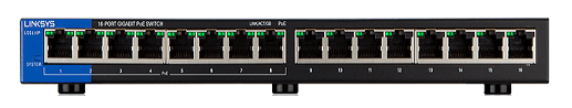 Linksys LGS116P 16 Port Gigabit Unmanaged Network PoE Switch with 8 PoE+ Ports @ 80W - Ideal for Business, Home, Office, IP Surveillance - Ethernet Switch Hub with Metal Housing, Desktop / Wall Mount Thumbnail 2