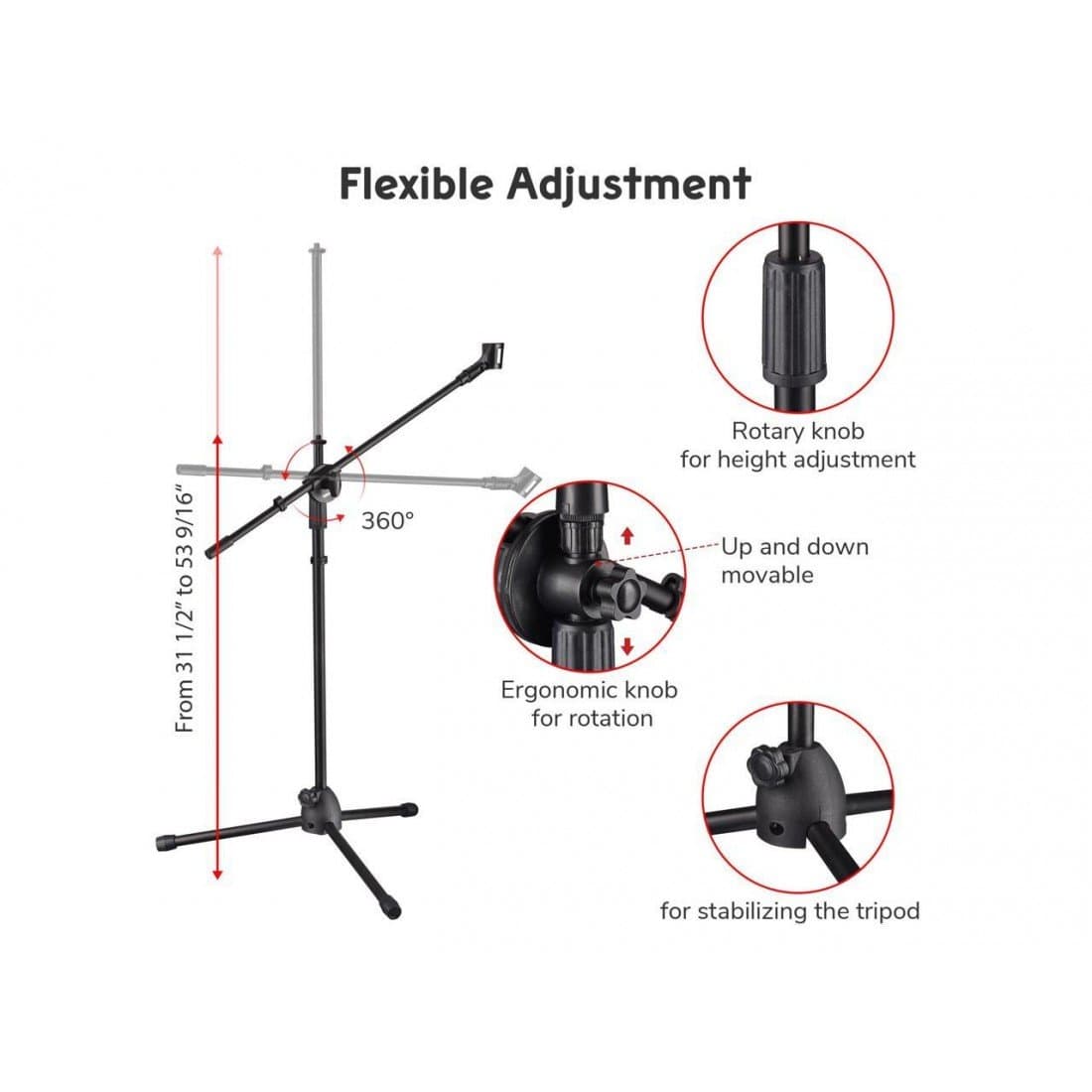 1.4m Audio Stand with Boom Attachment Thumbnail 2
