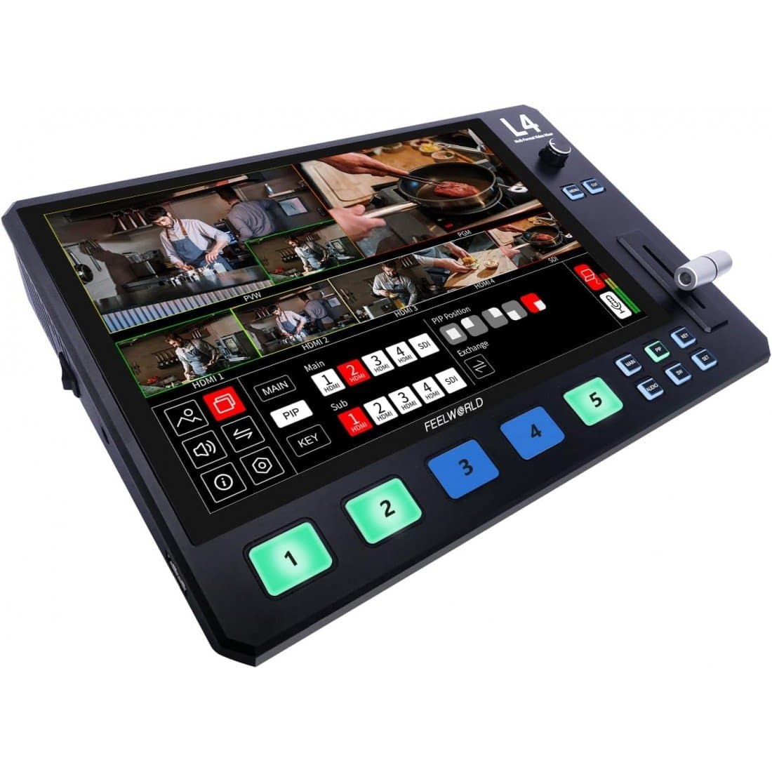 FeelWorld L4 HDMI Livestream Switcher with 10.1" LCD Monitor Thumbnail 2