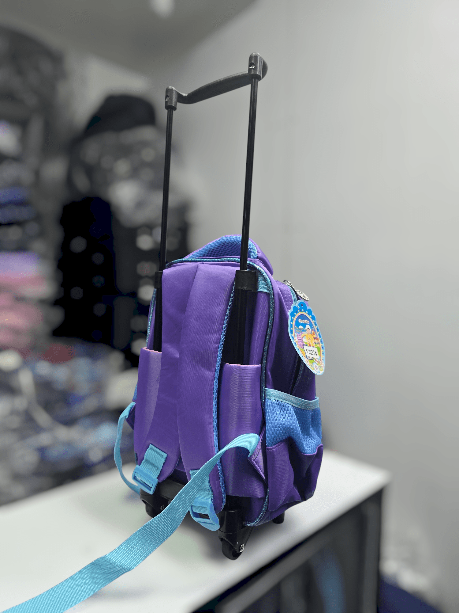 222# Whitesun Kindergarten trolley bag 2-4 years size purple elephant ndovu school bag with wheels birthday gift Thumbnail 3