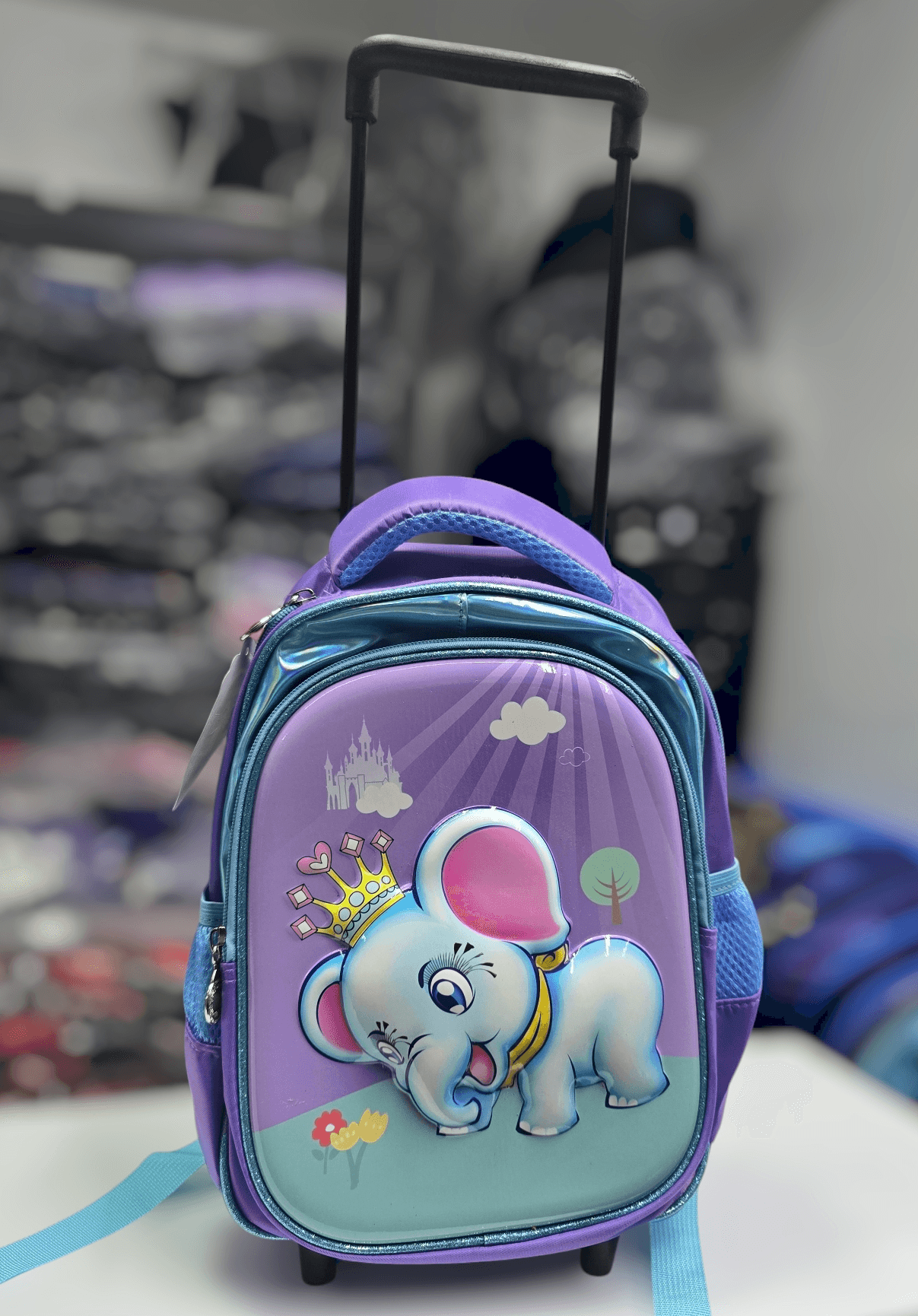 222# Whitesun Kindergarten trolley bag 2-4 years size purple elephant ndovu school bag with wheels birthday gift
