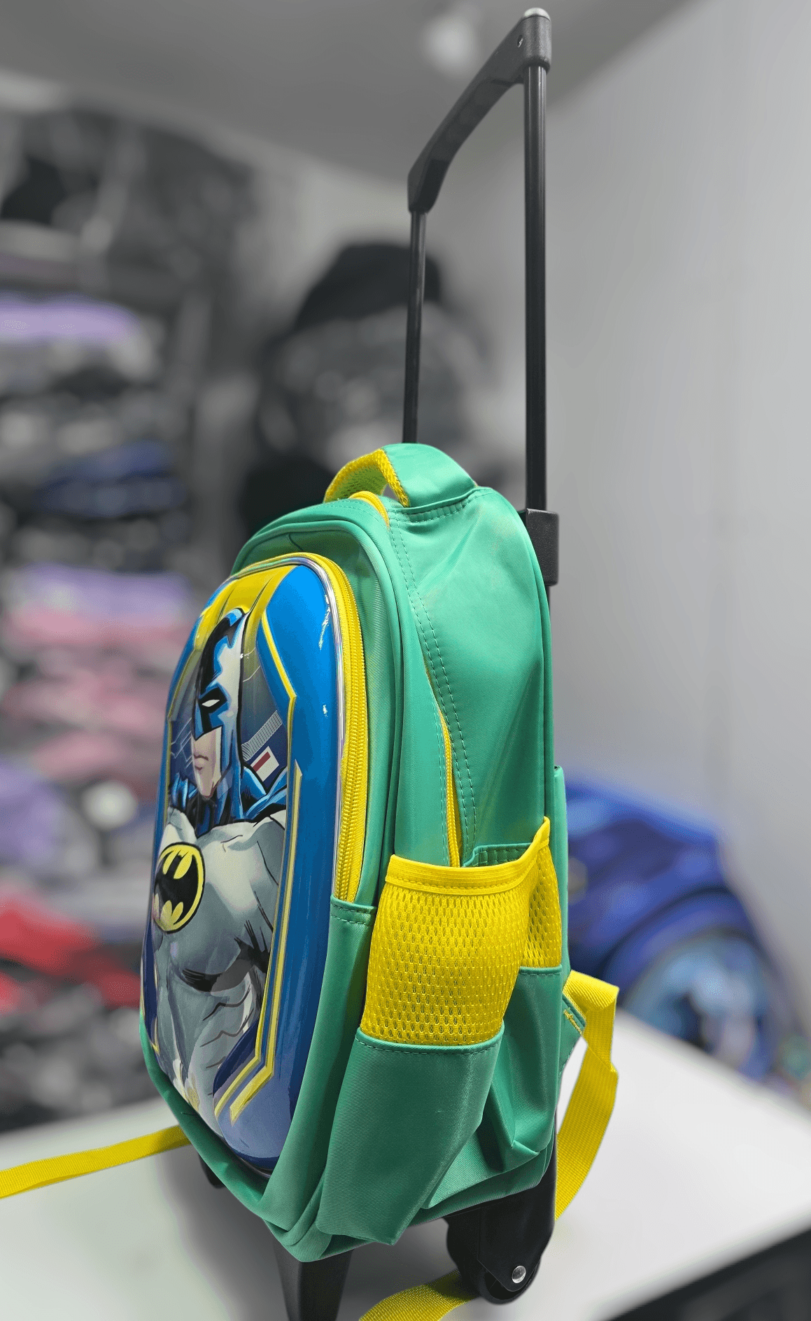 223# Whitesun Kindergarten trolley bag 2-4 years small size green batman school bag with wheels birthday gift Thumbnail 5