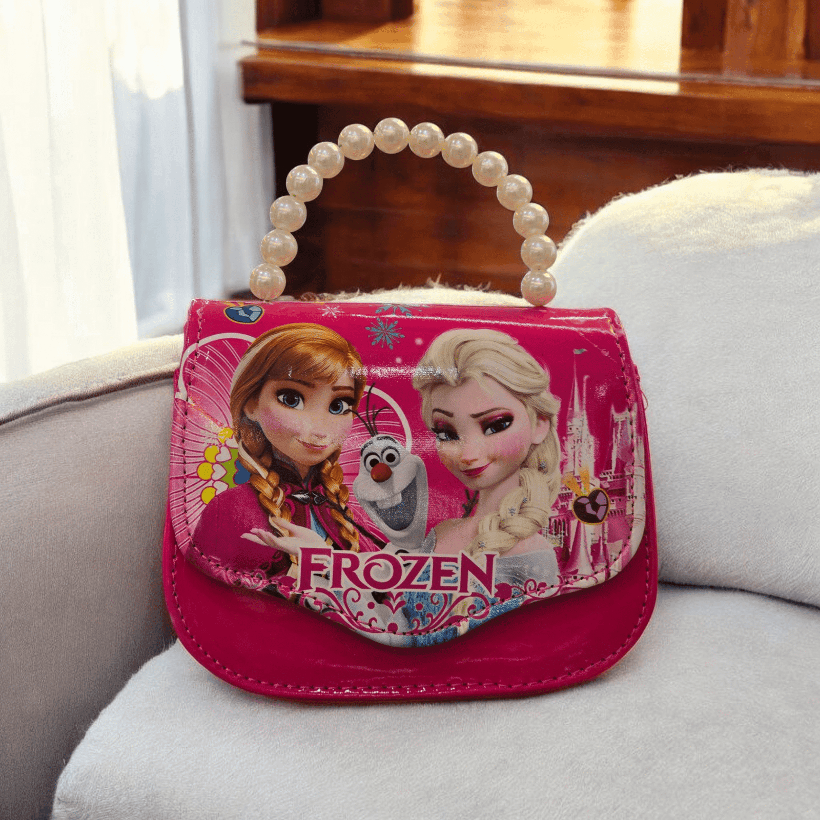 079# Whitesun Kids Handbag with Long Shoulder Strap – Waterproof Cartoon Birthday Gift for Girls 1–12 Years – Anna and Elsa Frozen handbag Thumbnail 2