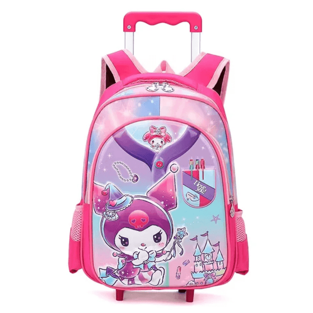 193-whitesun-disney-princess-trolley-backpack-for-girls-5-10-years-waterproof-lightweight-multi-compartment-school-bag-with-wheels-kuromi-birthday-gift