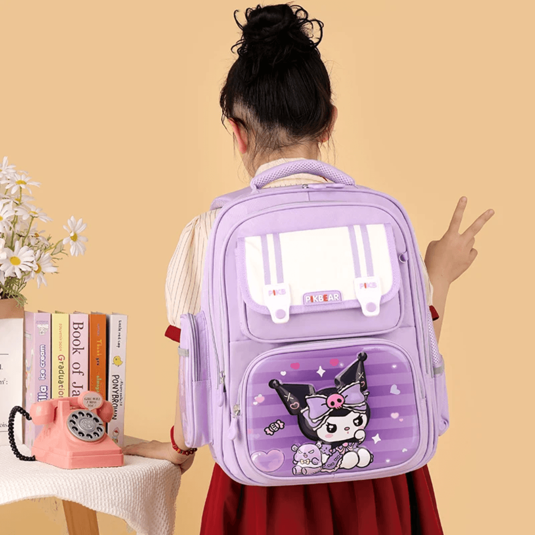 220# Whitesun Kids Kuromi School Backpack – Durable Waterproof Bag with Pencil Case (Purple) Girls daughter niece cousin granddaughter birthday gift