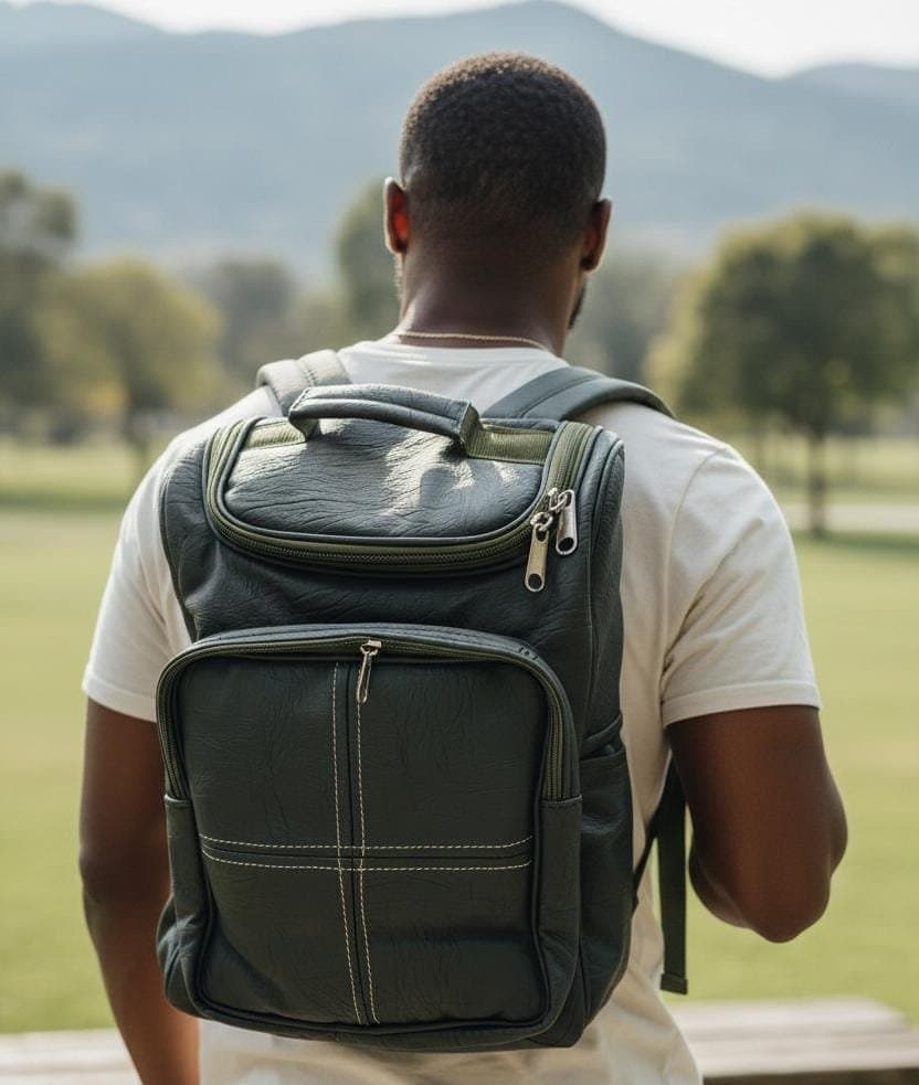 135# Whitesun Executive Leather Backpack – Large Capacity, Durable Office Bag & Secret Santa Gift Idea (Fits 2-Day Pack, Strong Straps)-Green colour