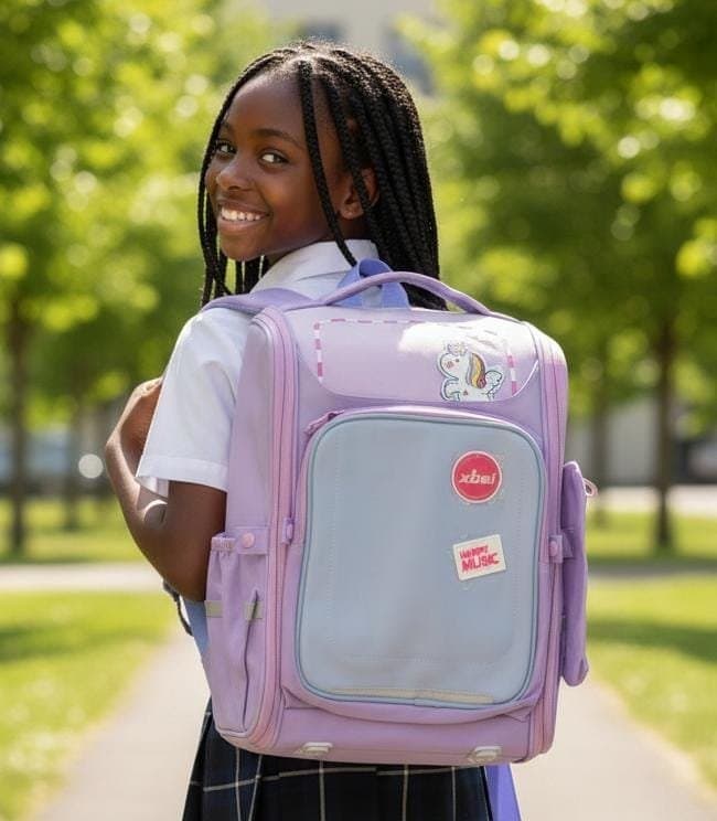 229# Whitesun Luxe Premium school bag Large capacity bag fit for girls with water bottle compartment birthday gift for daughter niece cousin granddaughter- Pink colour,,Navy blue and purple colour,, purple colour 