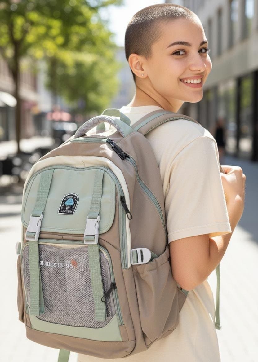 212# Whitesun Heavy-Duty Ice Cream 16-Inch School Bag – Cute Birthday Gift for Boys & Girls 12+ Spacious bag for upper primary high school and college- Pastel Green