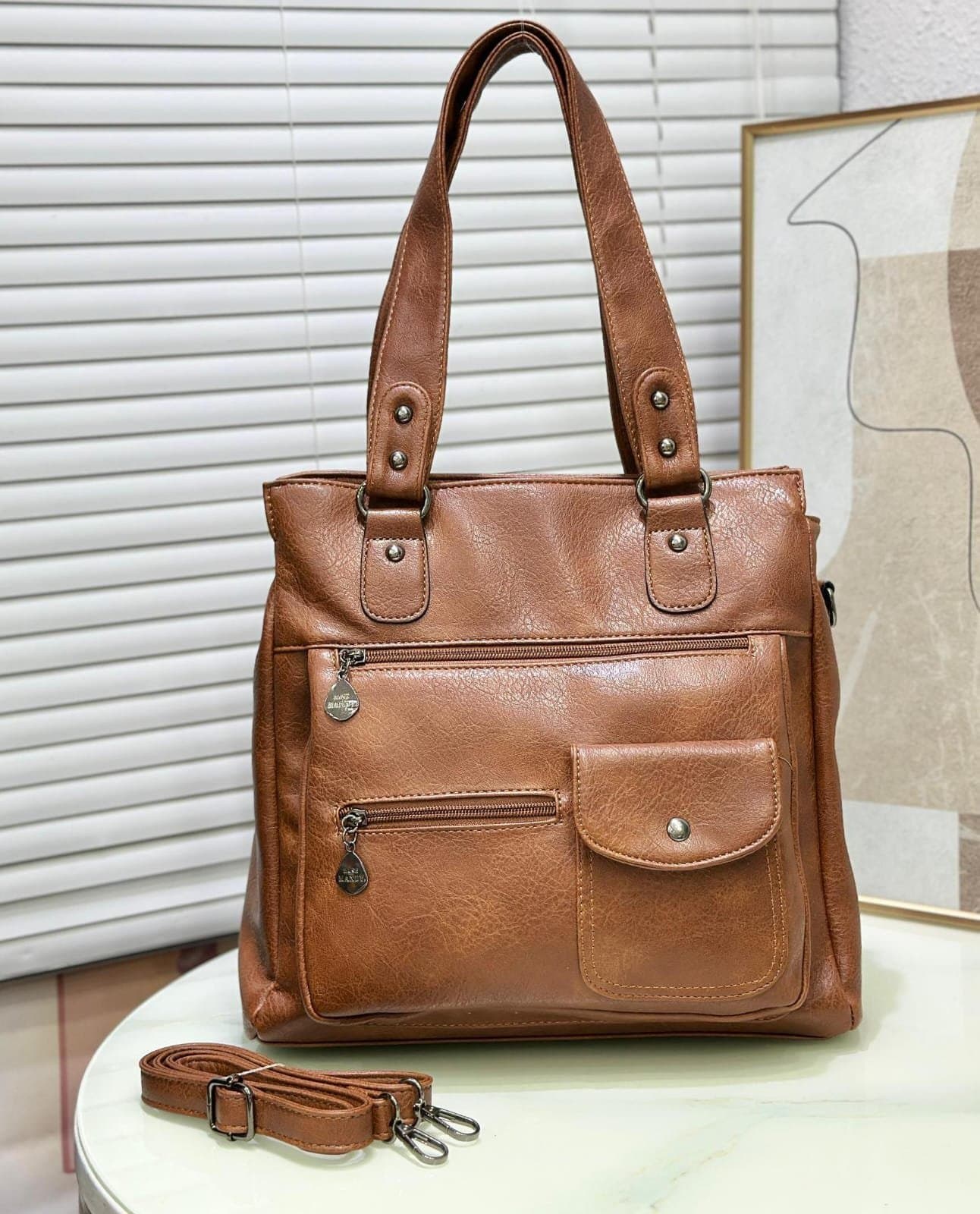 078# Whitesun Hickory Ridge Ladies Handbag with a shoulder strap- ideal birthday gift anniversary gift and Valentine’s Day gift idea for mom sister auntie girlfriend cousin grandmother- Brown colour