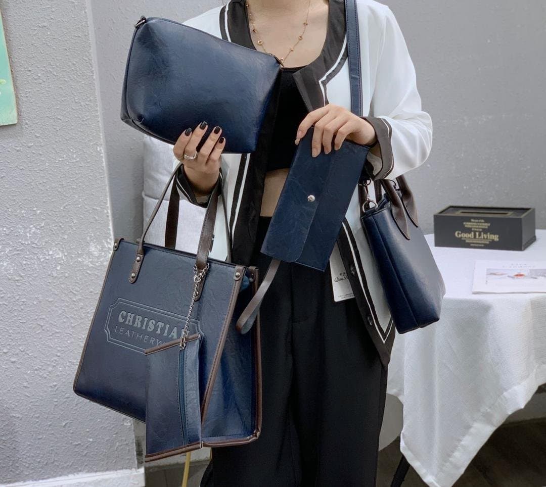 053 # Whitesun 5in1 Leatherware ladies handbag birthday Valentine’s gift anniversary gift for wife mom sister auntie colleagues santa gift girlfriend mother’s day gift idea Valentine’s gift idea Black