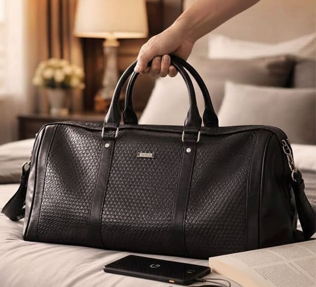 251-whitesun-bullcaptain-black-leather-diamond%e2%80%91pattern-duffel-bag-premium-travel-bag-gym-bag-companion-medium-size