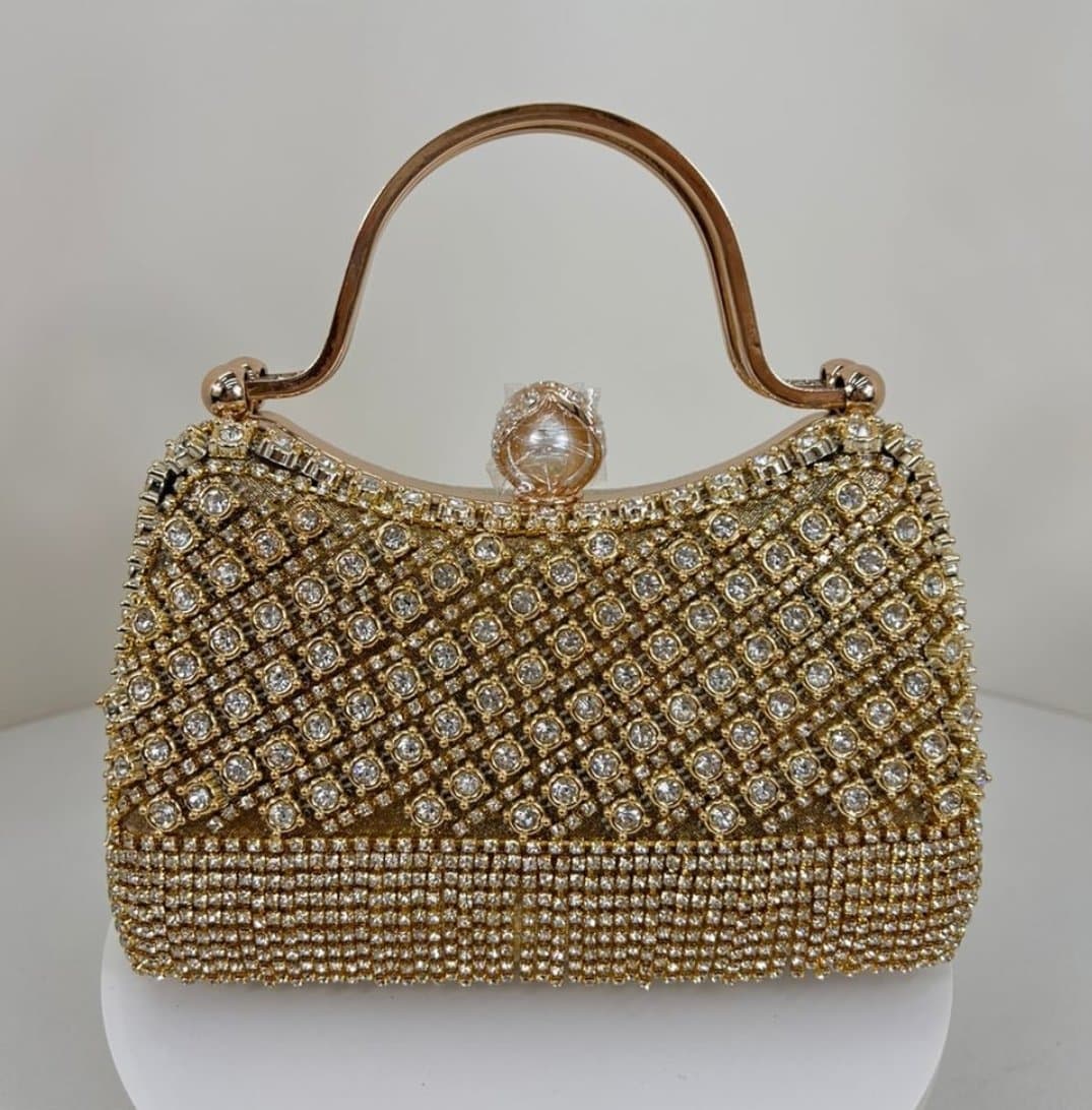 072# Whitesun Elegant Pleated Handbag for Women – Gold Frame Evening Purse with Chain Strap and Jeweled Clasp, Ideal Birthday or Anniversary Gift- Silver colour