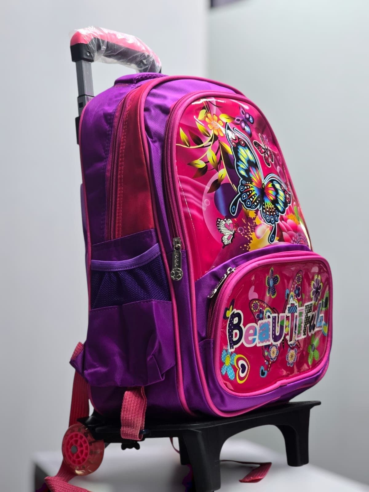 179# Whitesun Butterfly pink girls school trolley bag with wheels birthday gift for girls daughter niece friend Thumbnail 2