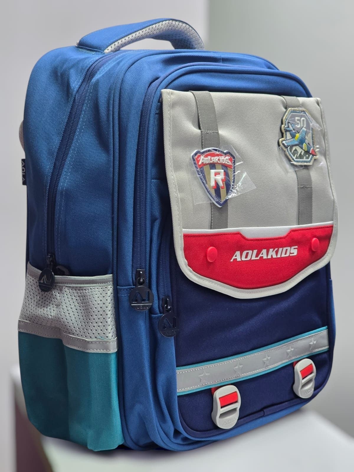 197#whitesun Elementary orthopedic school bag for girls and boys spacious well padded birthday gift for girls and boys navy blue and grey