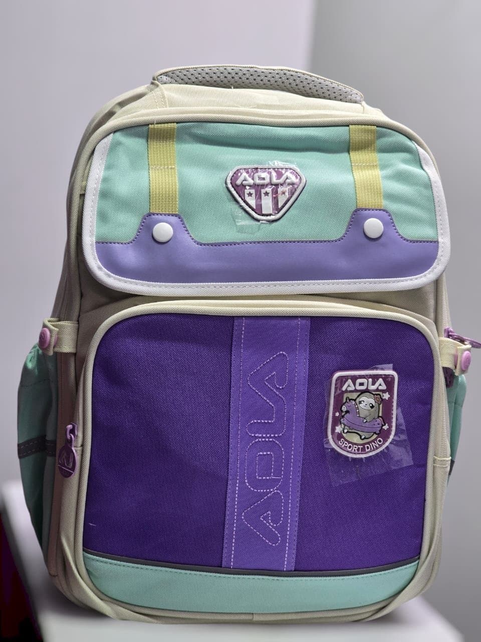 198# Whitesun Elementary orthopedic school bag for girls and boys spacious well padded birthday gift for girls cream light green Thumbnail 2