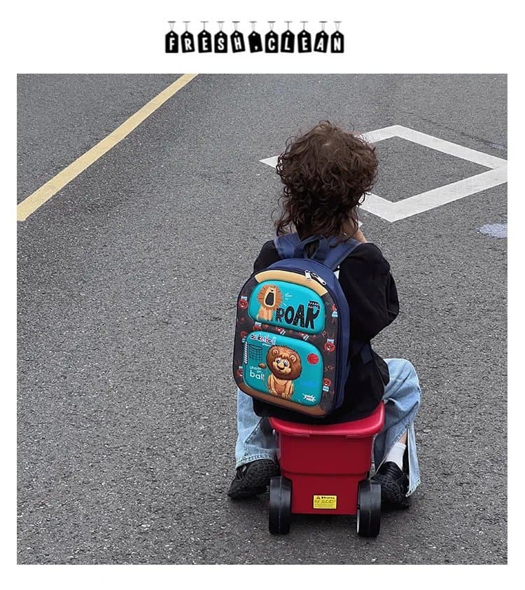 221# Whitesun Kindergarten lion school bag for small boys quality school bag Thumbnail 2