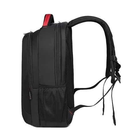 117# Whitesun Black and Red Multi-Compartment Backpack – Cabin Size with Padded Straps & Bottom Pocket | Secret Santa & Birthday Gift for Men and Women Thumbnail 3