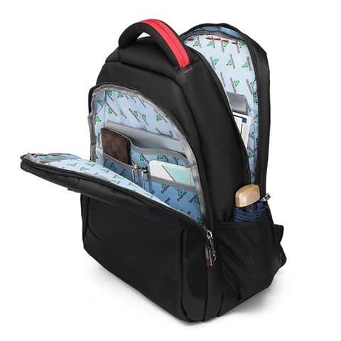 117# Whitesun Black and Red Multi-Compartment Backpack – Cabin Size with Padded Straps & Bottom Pocket | Secret Santa & Birthday Gift for Men and Women Thumbnail 2