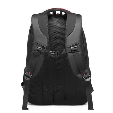 160# Whitesun Unisex Black Backpack for School, Work & Travel – Water-Resistant Laptop Bag with Red Detailing, Multi-Zip Compartments & Padded Straps Thumbnail 3