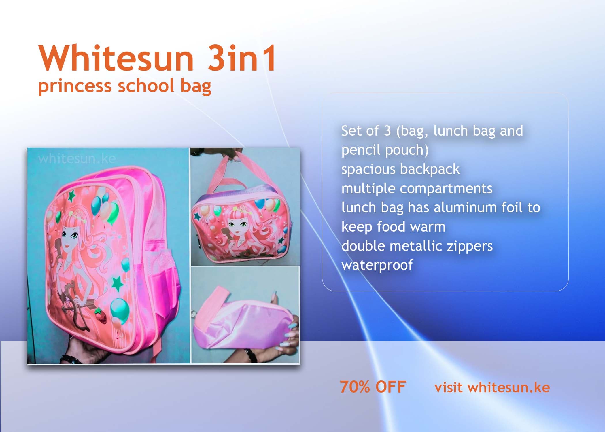 165# Whitesun 3in1 princess school bag lunch bag and pencil pouch Thumbnail 2