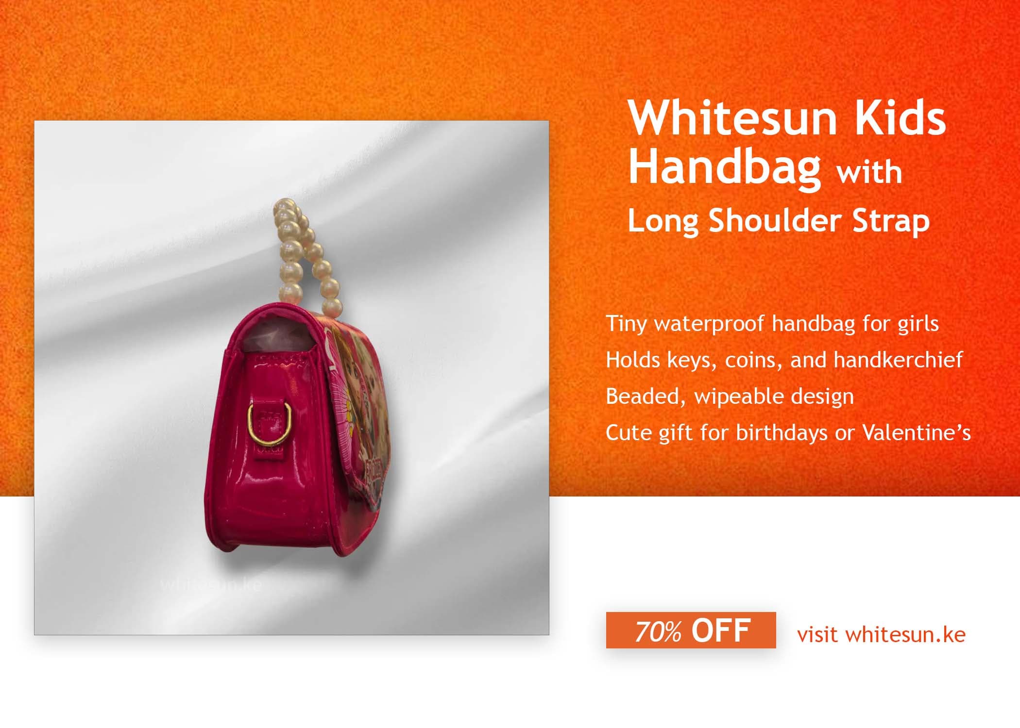 079# Whitesun Kids Handbag with Long Shoulder Strap – Waterproof Cartoon Birthday Gift for Girls 1–12 Years – Anna and Elsa Frozen handbag Thumbnail 5