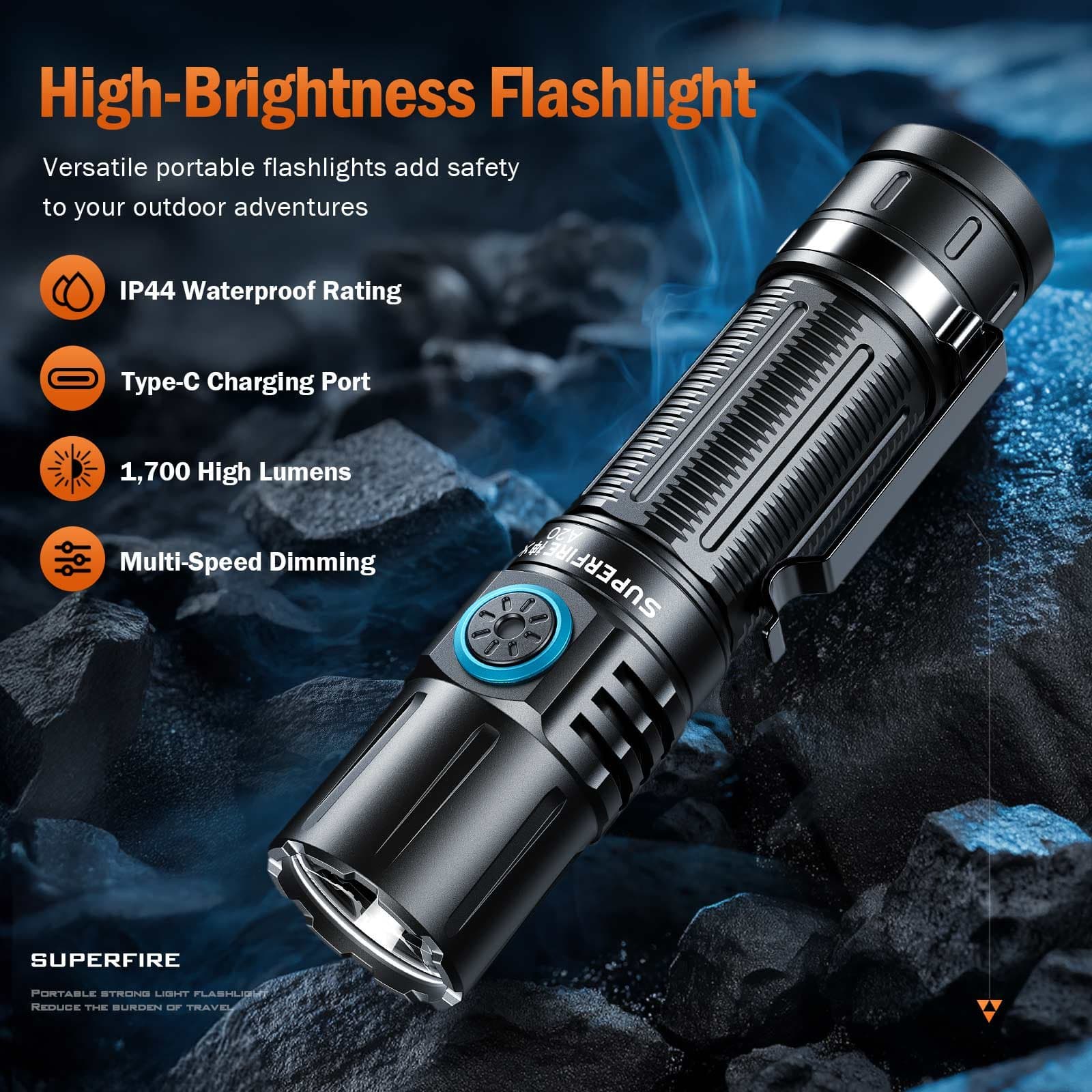 SUPERFIRE A20 Tactical Super Bright Flashlight Thumbnail 4