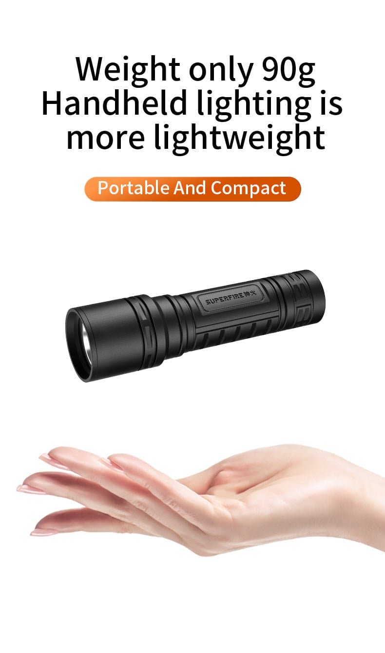 SUPERFIRE S33-N Lightweight & Portable Flashlight | 140LM, USB Rechargeable Thumbnail 2