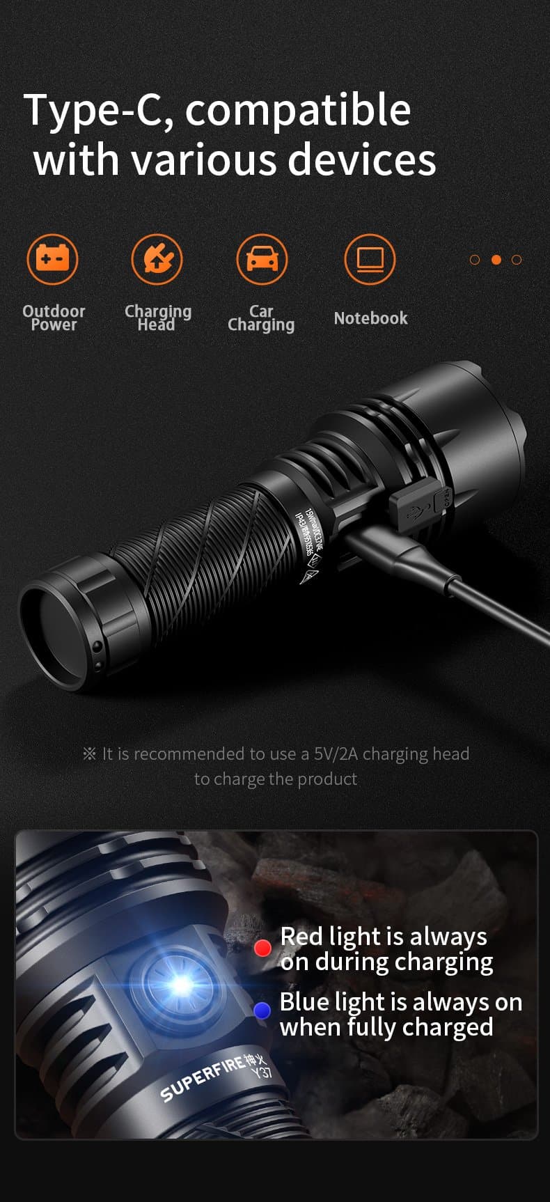 SUPERFIRE Y37 Long-Range Flashlight Thumbnail 5