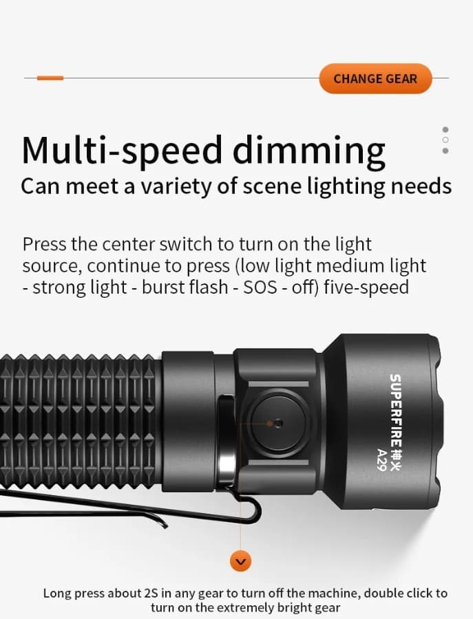 SUPERFIRE A29 EDC Portable Flashlight Thumbnail 6