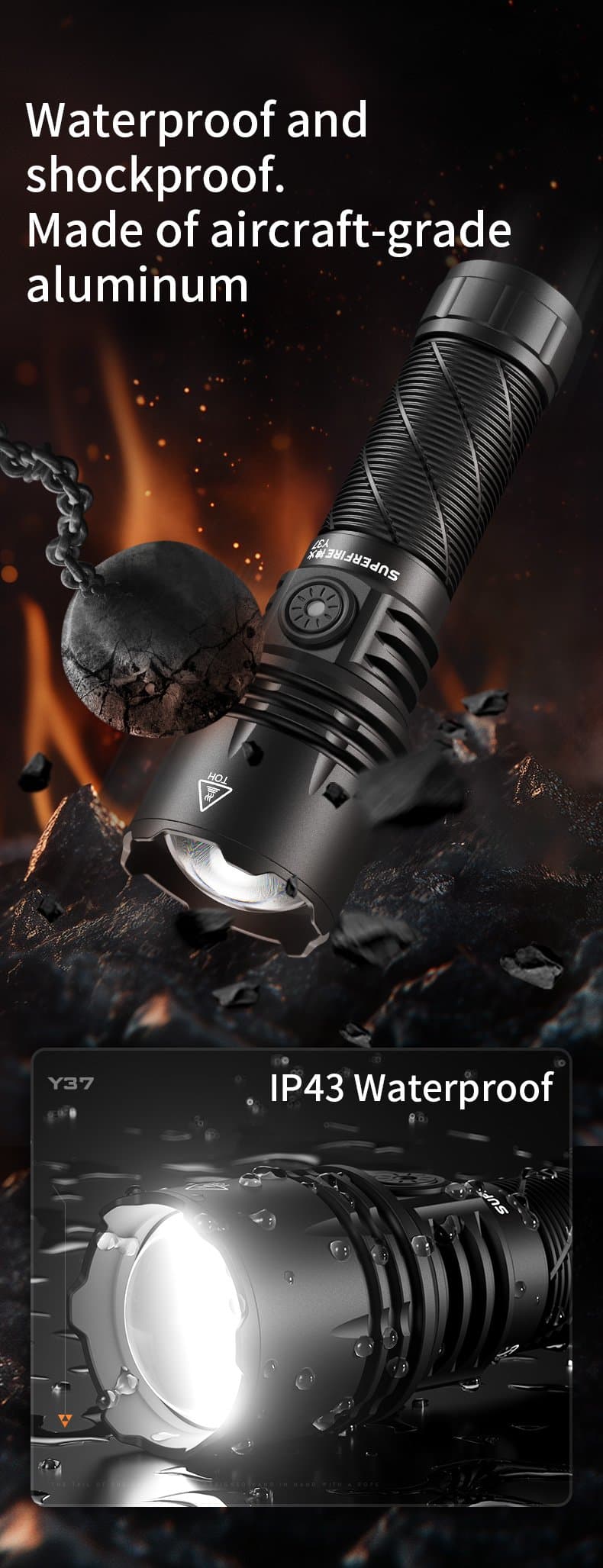 SUPERFIRE Y37 Long-Range Flashlight Thumbnail 6