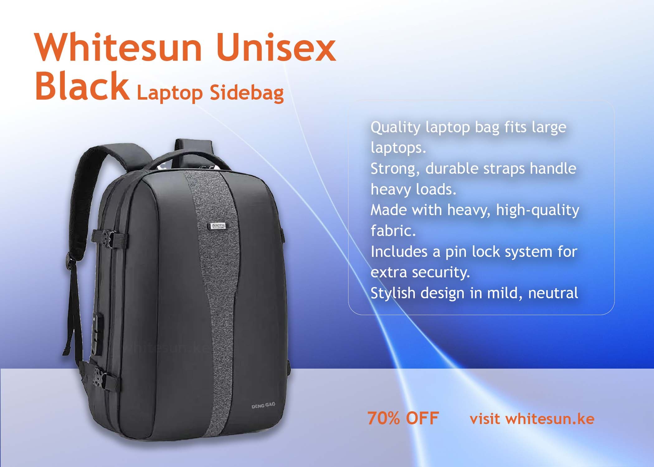 258# Whitesun Executive hardcase extra large business bag for men and women large laptop bag with a safety pin lock Thumbnail 3