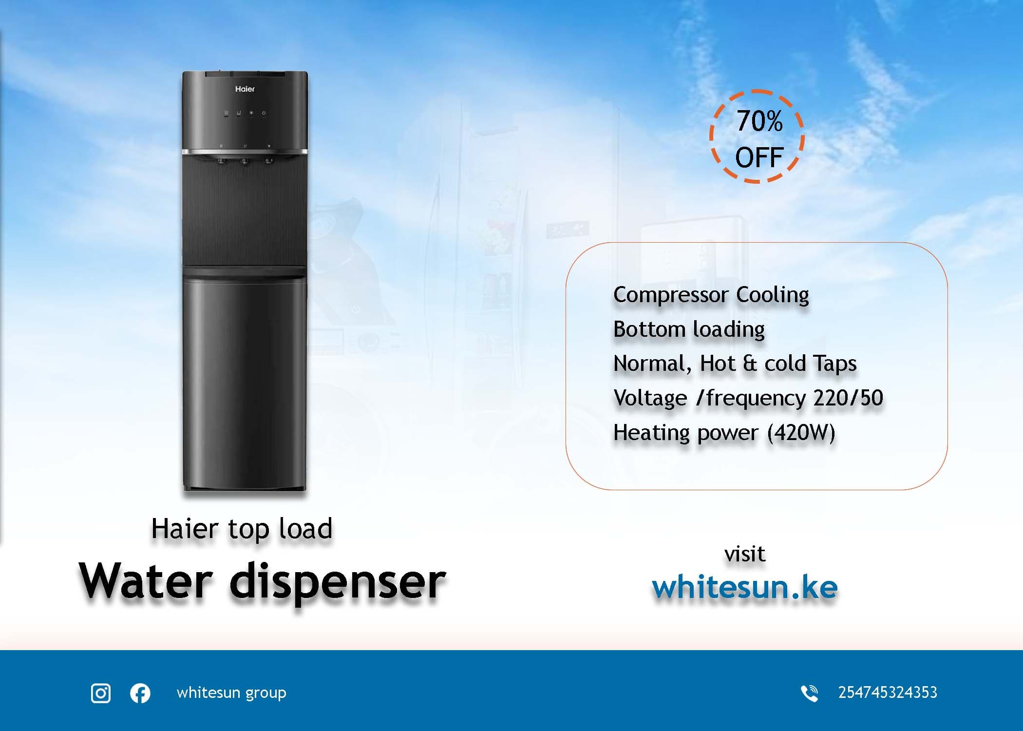Haier Bottom load hot, normal & cold water dispenser HDC-BB3A1B Thumbnail 2