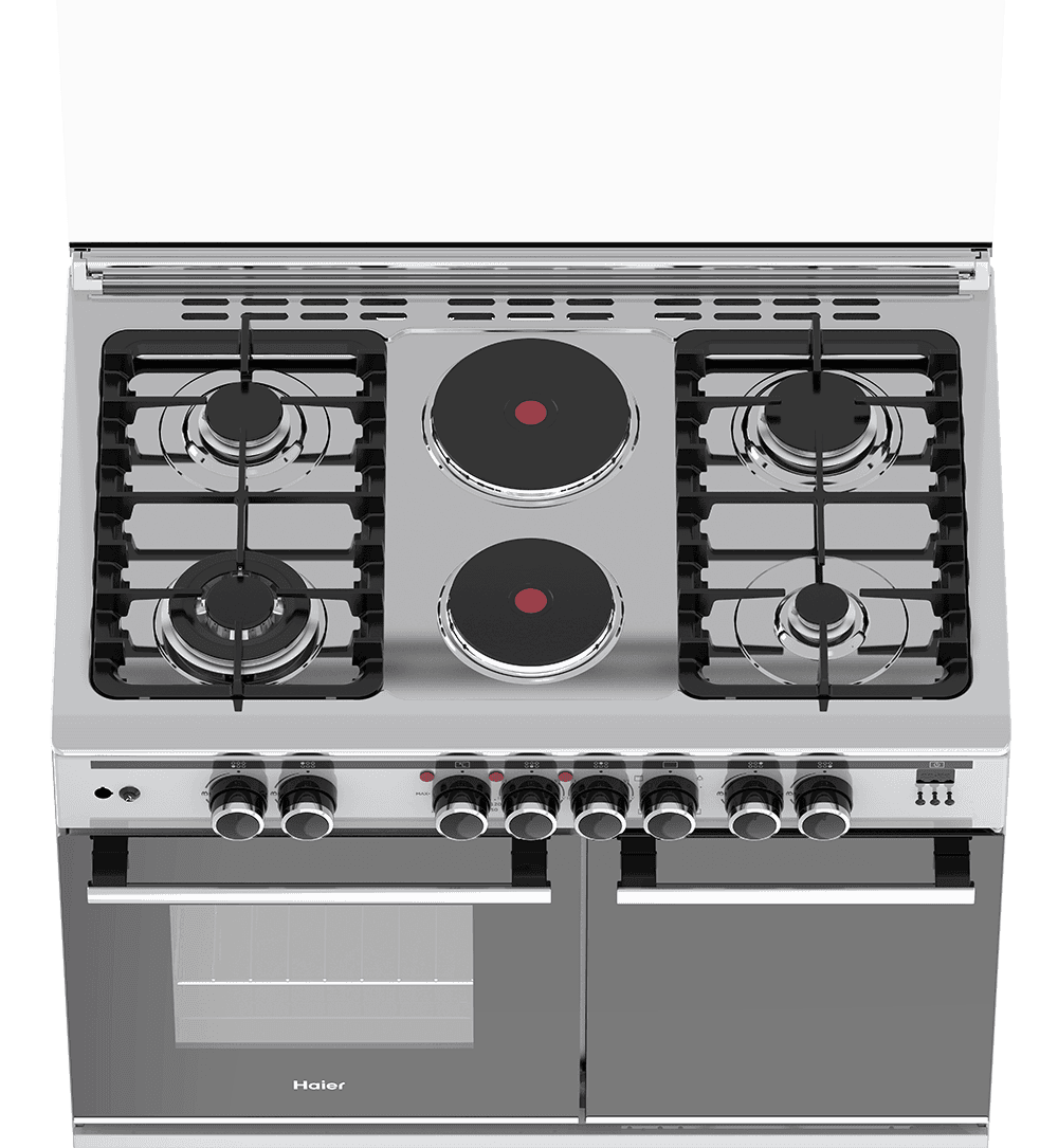 Haier 4 Gas Burner + 2 Electric Plates 60x90 Cooker - HCR6042DES Thumbnail 3