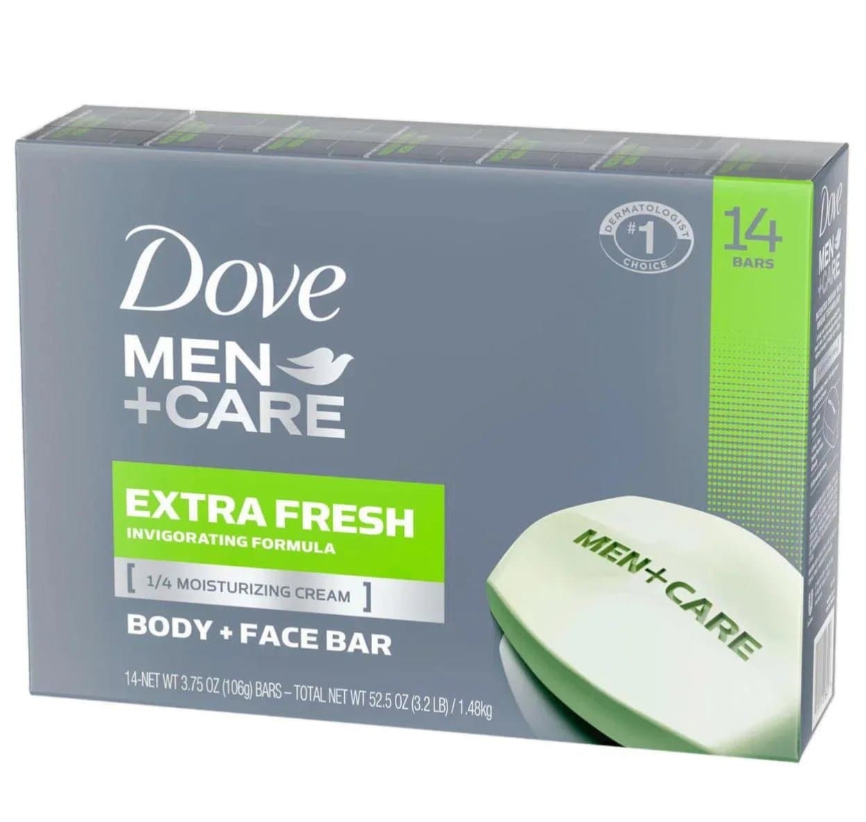 Dove Men+Care Body and Face Bar Soap, Extra Fresh (14 pieces)