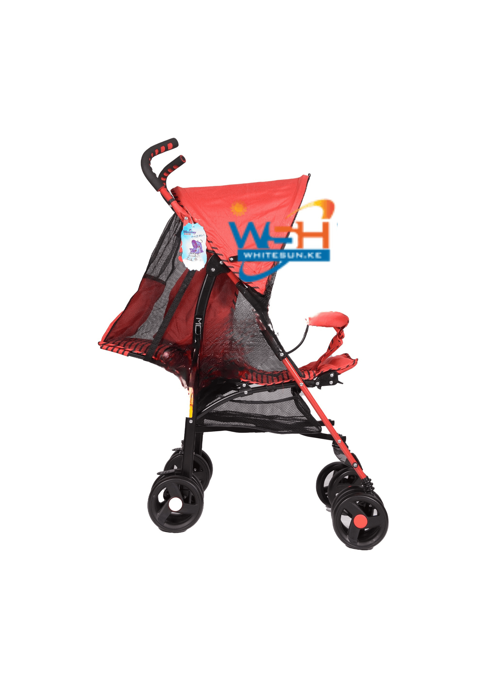 Baby Pram Foldable Medium Weight 30Kg Capacity Iron Purple, Red Thumbnail 3