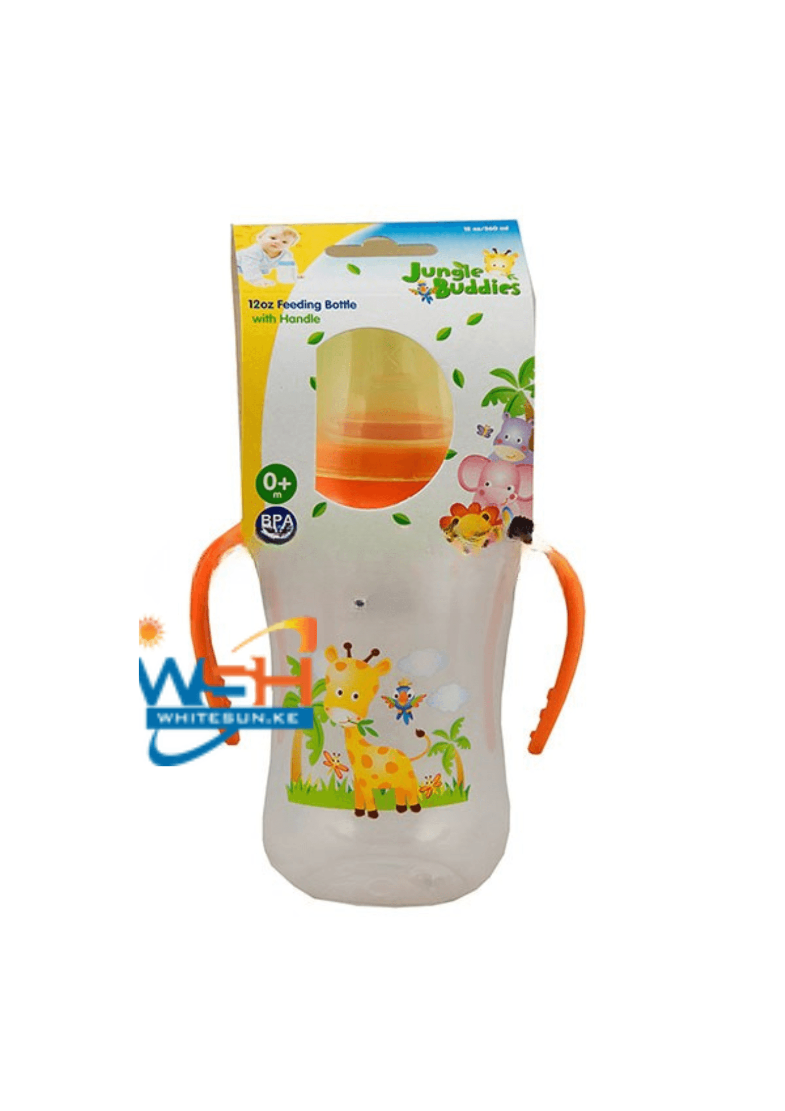 Wide Neck Bottle W/Wide Neck Silicone Nippl, 8Oz.Easy Grip,Hood,Cap With Handle Jungle Buddies Pp, Silicone, Tpr Thumbnail 2